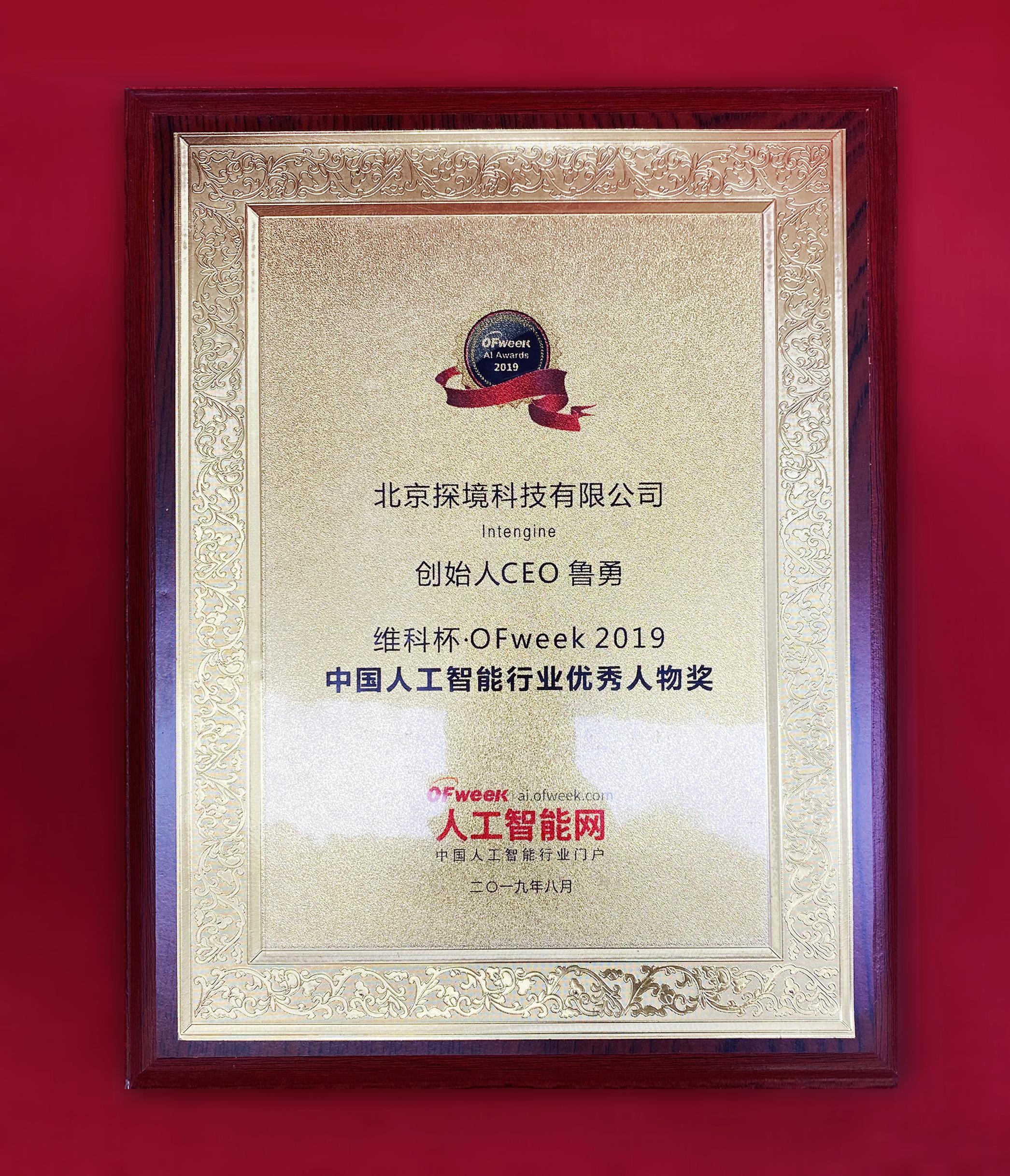 2019年維科杯中國(guó)人工智能行業(yè)優(yōu)秀人物